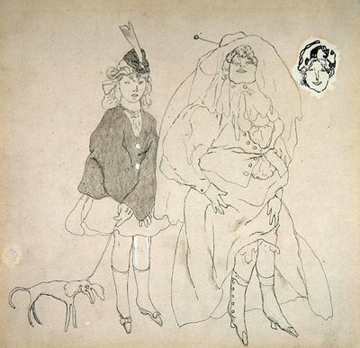 Personagens, c.1906 (caneta & tinta e lavagem em papel) de Jules Pascin