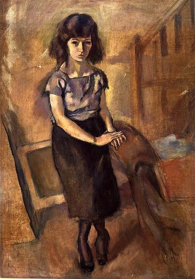 Standing Young Woman, c.1920 (óleo sobre tela) de Jules Pascin