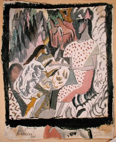 Duas mulheres em uma mesa circular, Carolina do Sul de Jules Pascin