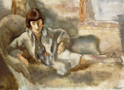 Mulher em um sofá; A Senhora do Canape, c.1927 de Jules Pascin