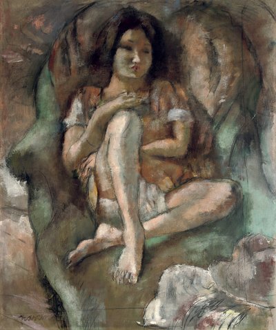Moça em uma poltrona; Menina em uma poltrona, 1922 de Jules Pascin