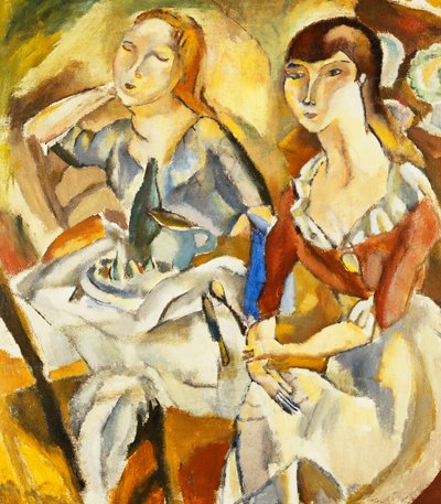 Raparigas sentados juntos de Jules Pascin