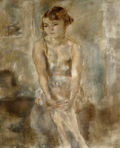 Jovem mulher sentada na camisa; Jovem sentado na camisa, 1923 de Jules Pascin