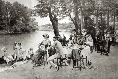 Cena na margem do rio Marne (fototipia) de Jules Scalbert