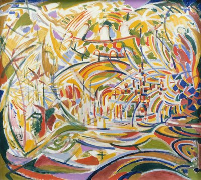 Bandeiras de ouro e guarda-sóis Praça de São Marcos (óleo sobre tela) de Jules Schmalzigaug