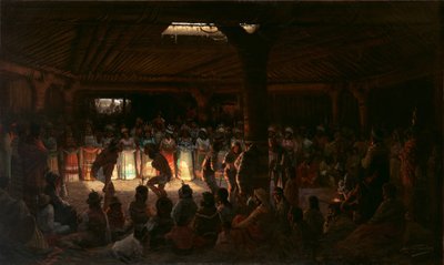 Dance em um teatro subterrâneo em Clear Lake, Califórnia, 1878. de Jules Tavernier