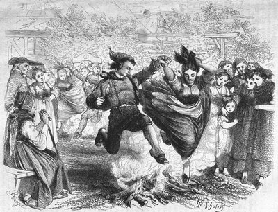 O incêndio de São João na Alsácia, em meados do século XIX. Gravura após o desenho do TH. Schuler. de Jules Theophile (after) Schuler