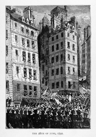28 de junho de 1792, gravado por Stephane Pannemaker (1847-1930), de "A História da França", de Emile de Bonnechose, publicado pela Ward, Lock and Com London de Jules Theophile Schuler