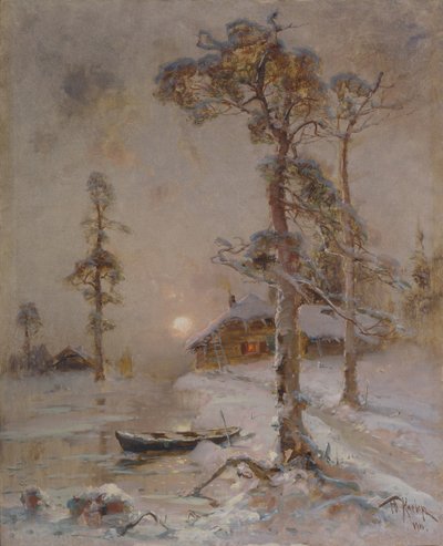 Pôr do sol de inverno, 1900 de Juli Julievich Klever