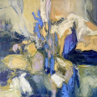 Fluxo abstrato azul e amarelo de Julia Purinton