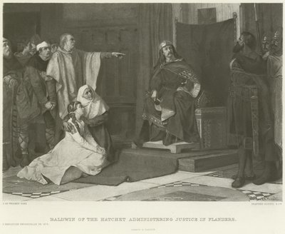 Baldwin da Machadinha administrando justiça em Flandres (gravura) de Juliaan de Vriendt