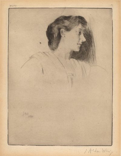 Cabeça de perfil de uma mulher de Julian Alden Weir