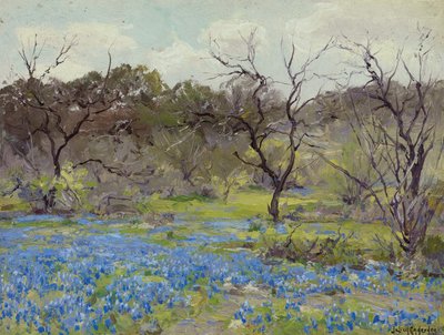 Início da primavera - Bluebonnets e Mesquite de Julian Onderdonk