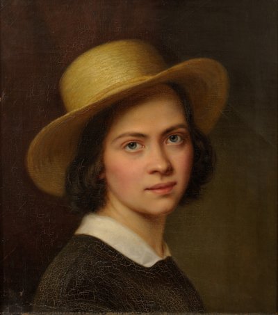 Estónio: "Autorretrato (com chapéu de palha)" de Julie Wilhelmine Hagen-Schwarz