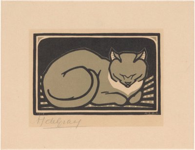 Gato adormecido de Julie de Graag (signed by artist)