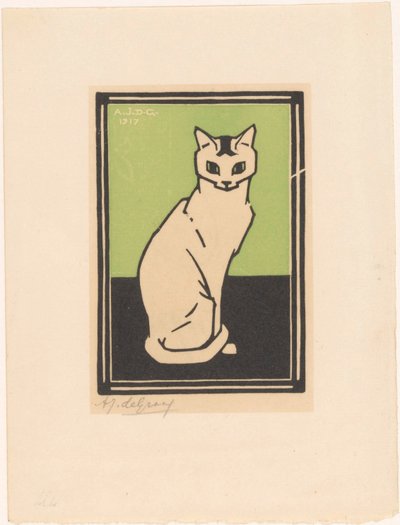 gato sentado de Julie de Graag (signed by artist)