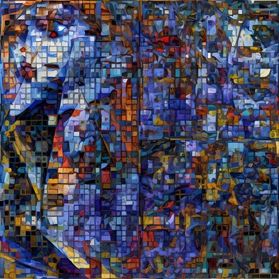 Mosaico em azul de Julien Decapo