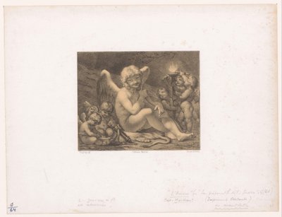 Amor e putti afiam suas flechas Les Preparatifs de la guerre de Julien Leopold Boilly