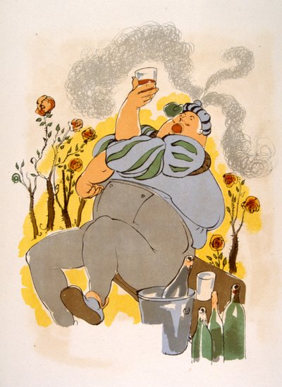Ilustração Humorosa do Vinho 1946.Ilustração do Pavilhão de Julien de Julien Pavil