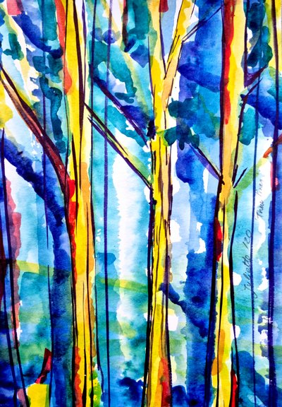 Floresta em aquarela abstrata de Julija Belickienė