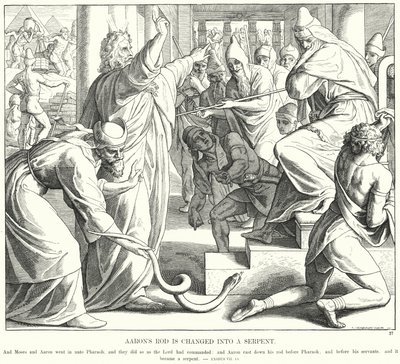 A Vara de Aaron é Transformada em Serpente (gravura) de Julius (after) Schnorr von Carolsfeld