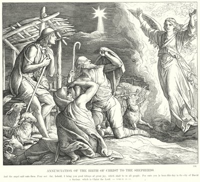 Anunciação do Nascimento de Cristo aos Pastores (gravura) de Julius (after) Schnorr von Carolsfeld