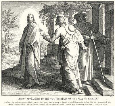 Cristo Aparece aos Dois Discípulos a Caminho de Emaús (gravura) de Julius (after) Schnorr von Carolsfeld