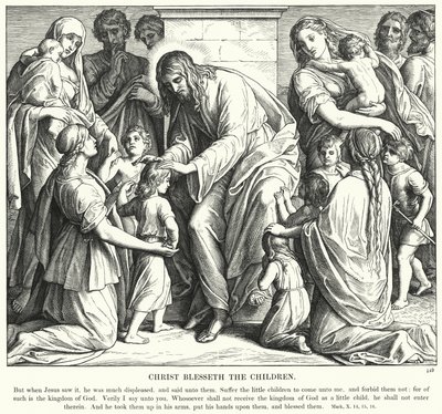 Cristo Abençoa as Crianças (gravura) de Julius (after) Schnorr von Carolsfeld