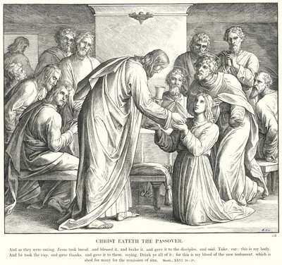 Cristo Comer a Páscoa (gravura) de Julius (after) Schnorr von Carolsfeld