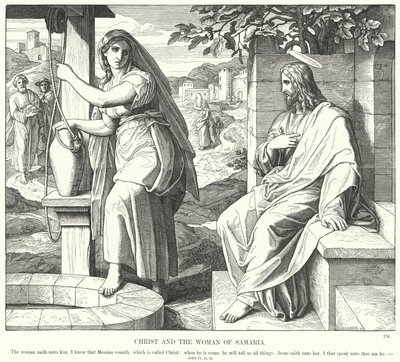 Cristo e a Mulher de Samaria (gravura) de Julius (after) Schnorr von Carolsfeld
