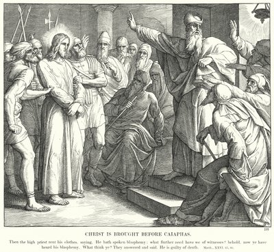 Cristo é trazido antes de Caifás (gravura) de Julius (after) Schnorr von Carolsfeld