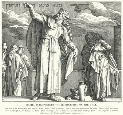 Daniel Interpreteth the Handwriting on the Wall (gravura) de Julius (after) Schnorr von Carolsfeld