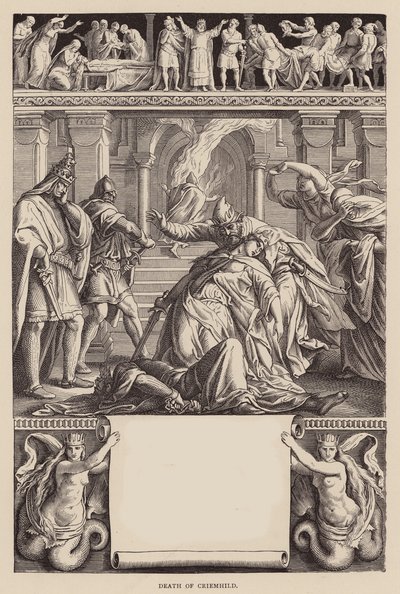 A Canção dos Nibelungos: Morte de Criemhild (gravura) de Julius (after) Schnorr von Carolsfeld