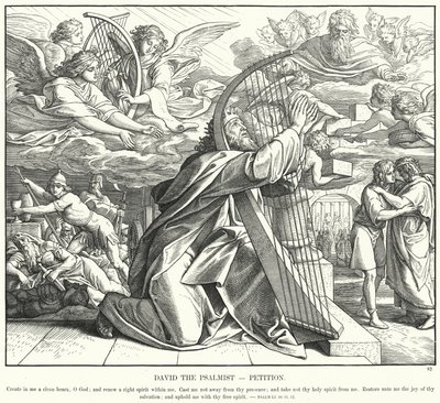 David, o Salmista, Petição (gravura) de Julius (after) Schnorr von Carolsfeld
