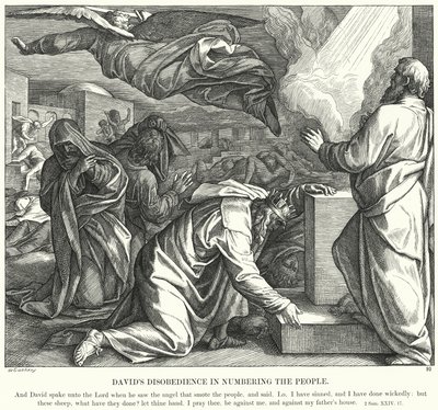 A Desobediência de David em Numerar o Povo (gravação) de Julius (after) Schnorr von Carolsfeld