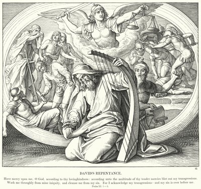 O Arrependimento de David (gravação) de Julius (after) Schnorr von Carolsfeld