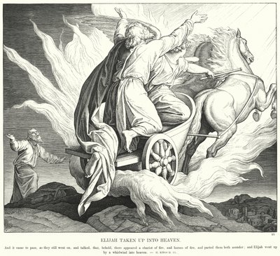 Elijah Levado para o Céu (gravação) de Julius (after) Schnorr von Carolsfeld