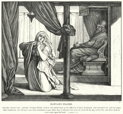 Oração de Hannah (gravura) de Julius (after) Schnorr von Carolsfeld