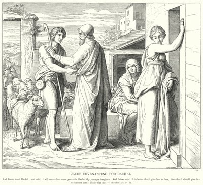 Jacob Covenanting for Rachel (gravura) de Julius (after) Schnorr von Carolsfeld