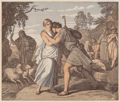 Jacob e Raquel no poço, Génesis, XXIX de Julius (after) Schnorr von Carolsfeld