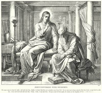Jesus Conversando com Nicodemus (gravura) de Julius (after) Schnorr von Carolsfeld