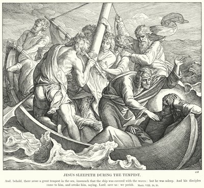 Jesus Dorme durante a Tempestade (gravura) de Julius (after) Schnorr von Carolsfeld