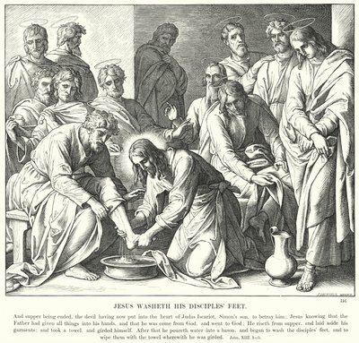 Jesus Lavou os Pés dos seus Discípulos (gravura) de Julius (after) Schnorr von Carolsfeld