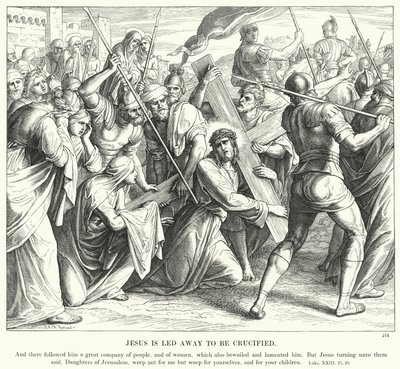 Jesus é levado para ser crucificado (gravura) de Julius (after) Schnorr von Carolsfeld