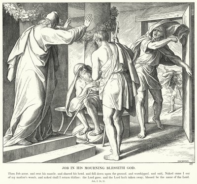 Jó em seu Luto Abençoa Deus (gravura) de Julius (after) Schnorr von Carolsfeld