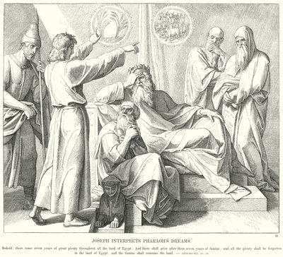 Joseph interpreta os sonhos do faraó (gravura) de Julius (after) Schnorr von Carolsfeld