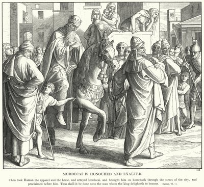 Mordecai é honrado e exaltado (gravura) de Julius (after) Schnorr von Carolsfeld