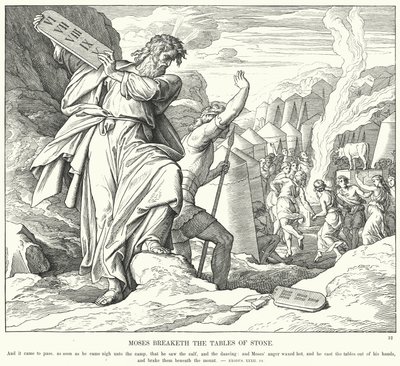 Moisés Quebra as Távolas de Pedra (gravura) de Julius (after) Schnorr von Carolsfeld