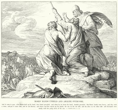 As Mãos de Moisés Sustentadas e Amalek Overcome (gravação) de Julius (after) Schnorr von Carolsfeld