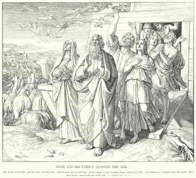 Noé e sua Família Deixando a Arca (gravura) de Julius (after) Schnorr von Carolsfeld